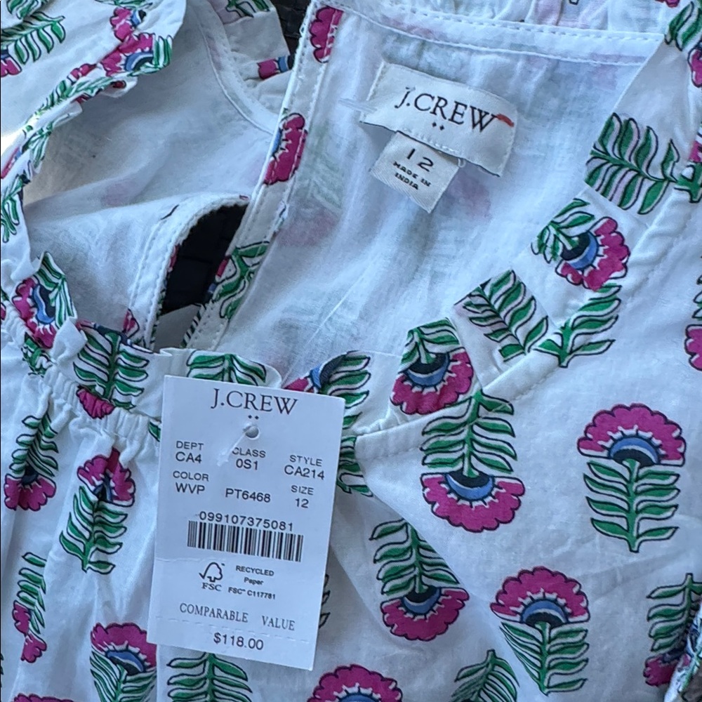 J. Crew White Floral Cotton Dress Size 12 NWT - Picture 10 of 10